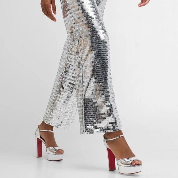 Christian Louboutin Sandaloo 130 Mirrored Platform Sandal Silve Size 38 - Picture 4 of 14